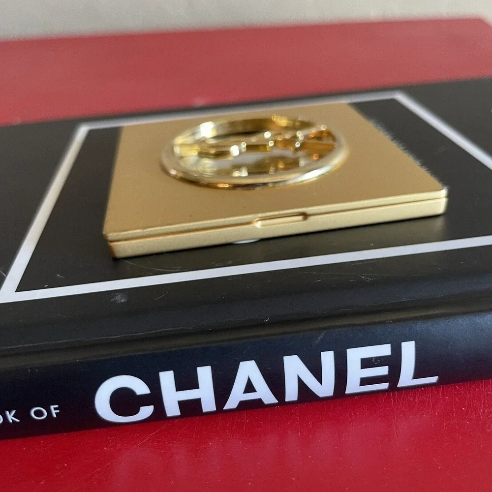 YVES SAINT LAURENT YSL VINTAGE GOLD PURSE MIRROR Metal 1980's Compact‎